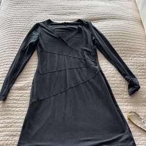 Athleta Cute Fitted Charcoal  Long Sleeve Dress